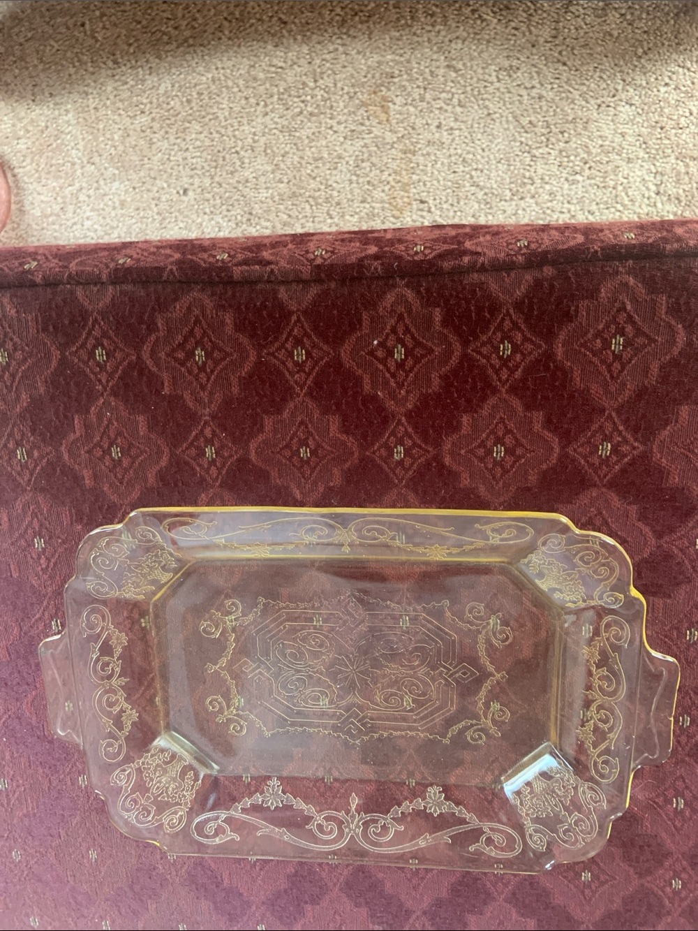 Vintage Indiana Glass Lorain Basket Yellow Depression Glass Tray